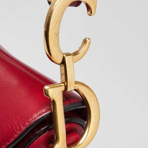 Christian Dior Red Smooth Leather Mini Saddle Bag - Picture 5 of 10